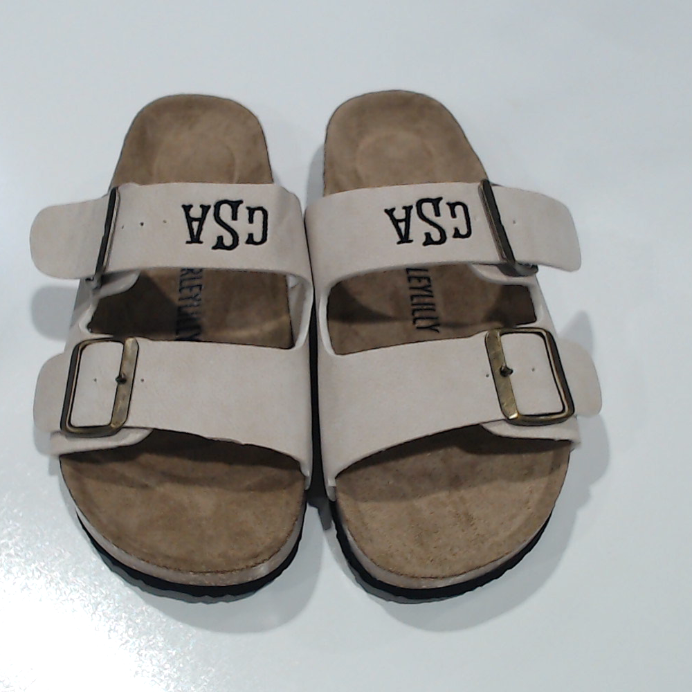 BLOOPER SHOES: Monogrammed Double Strap Sandals
