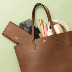 brown leather wallet with tote 2025