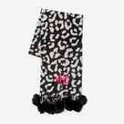 Monogrammed Leopard Pom Pom Scarf | Black/White Leopard