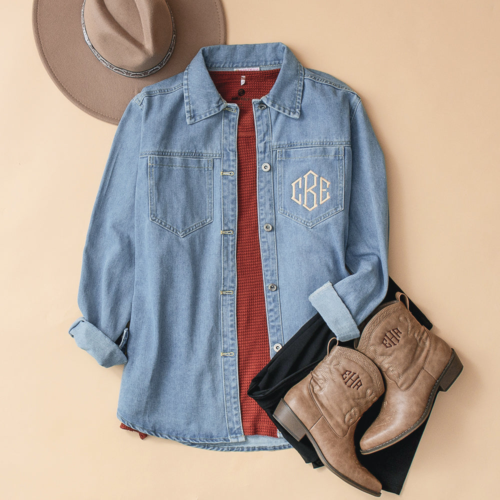 Personalized Denim Shacket | Marleylilly