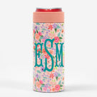 Monogrammed Slim Can Koolie | Coral Floral