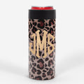 monogrammed slim can koolie - leopard