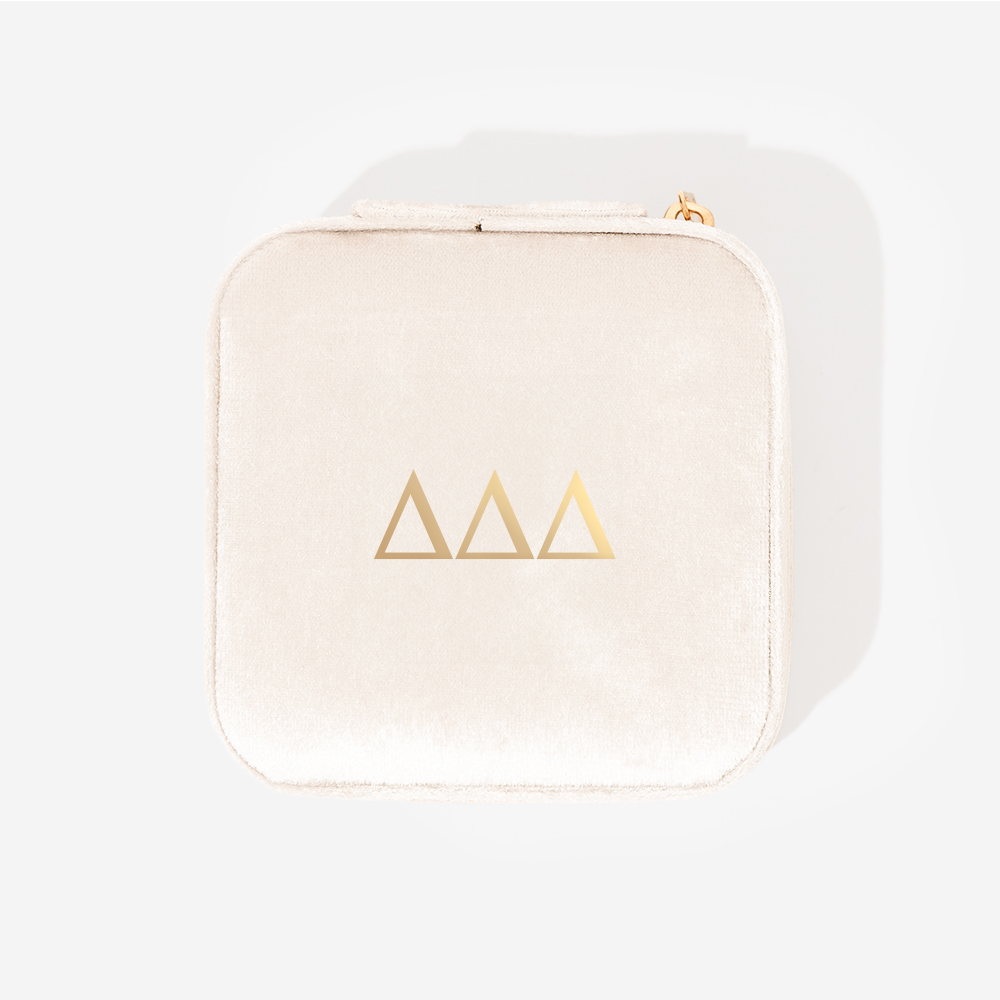 Delta Delta Delta Velvet Travel Jewelry Case | Ivory