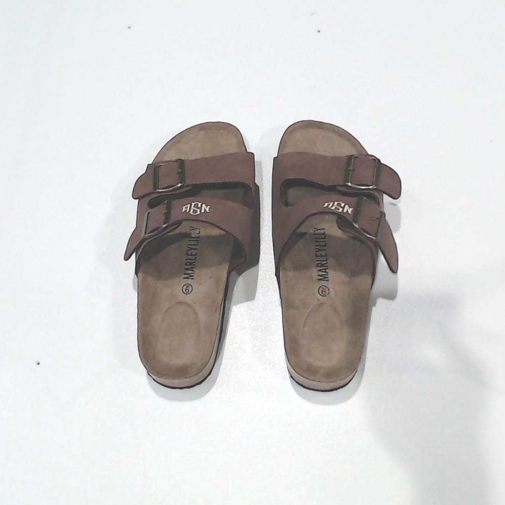 BLOOPER SHOES: Monogrammed Double Strap Sandals