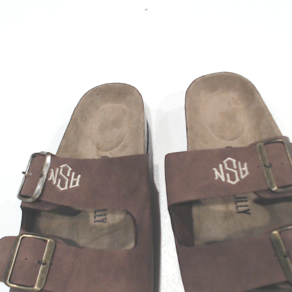 BLOOPER SHOES: Monogrammed Double Strap Sandals