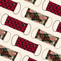 camel and buffalo plaid holiday face masks