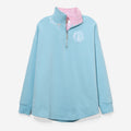 personalized faith pullover in blue and pink seersucker
