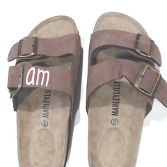 BLOOPER SHOES: Monogrammed Double Strap Sandals