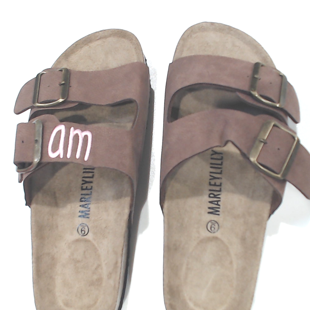 BLOOPER SHOES: Monogrammed Double Strap Sandals
