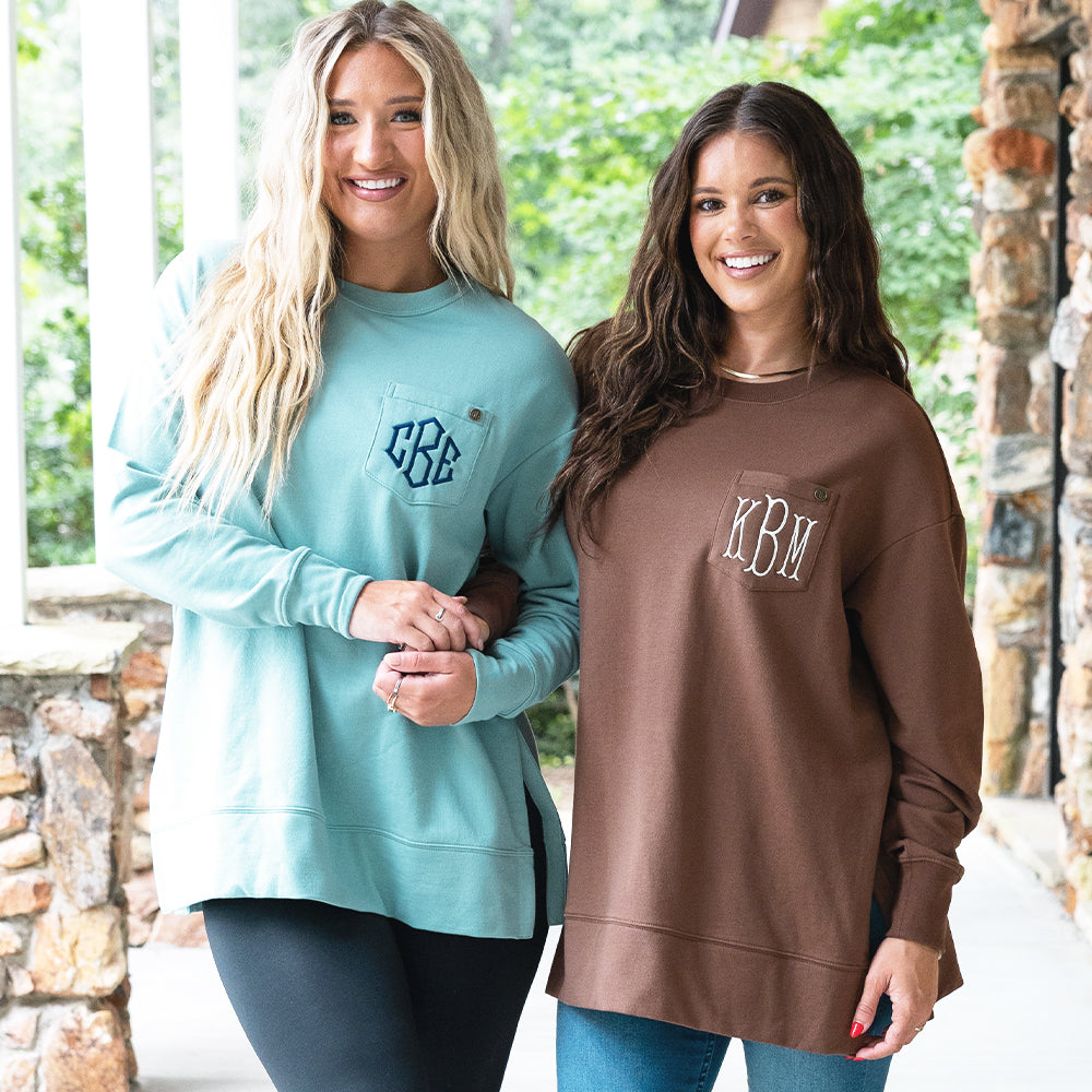 duo crewneck sweatshirts in brown and mist