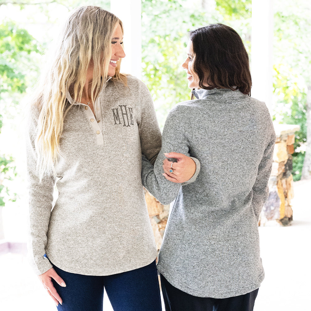 duo heathered pullover tunic on peyton and katie