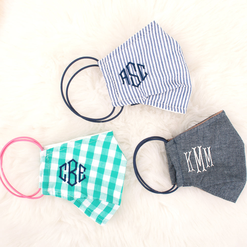 assorted monogrammed face masks from marleylilly