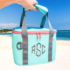 Monogrammed Small Cooler at the beach