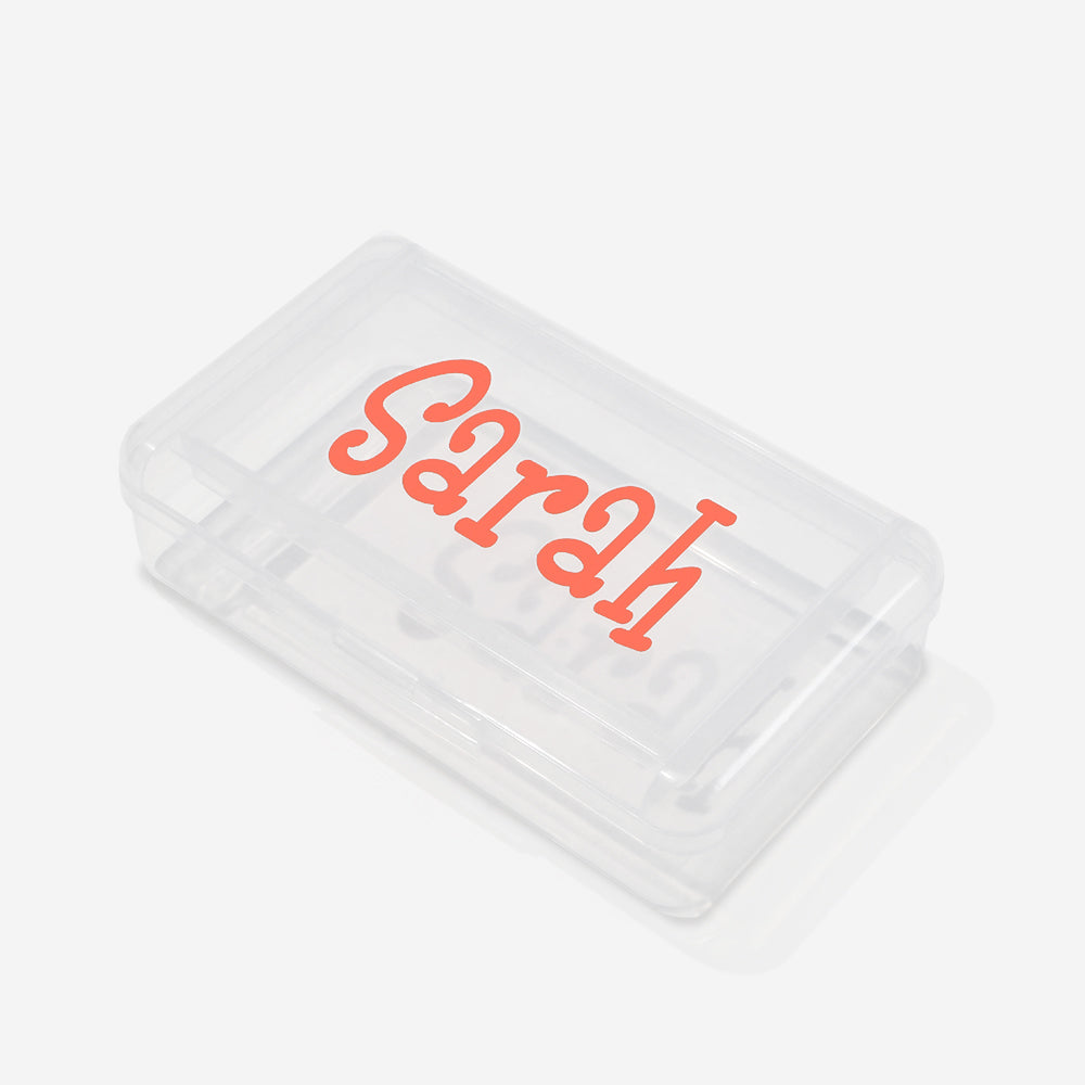 monogrammed pencil box in clear