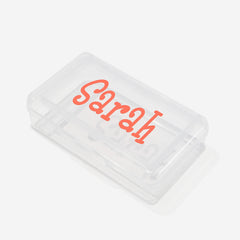 monogrammed pencil box in clear