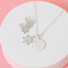 clip on earrings and snowflake monogrammed earrings