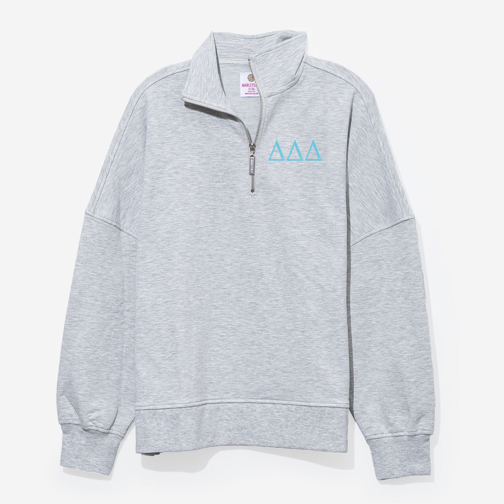 Delta Delta Delta Oversized Quarterzip | Heathered Gray