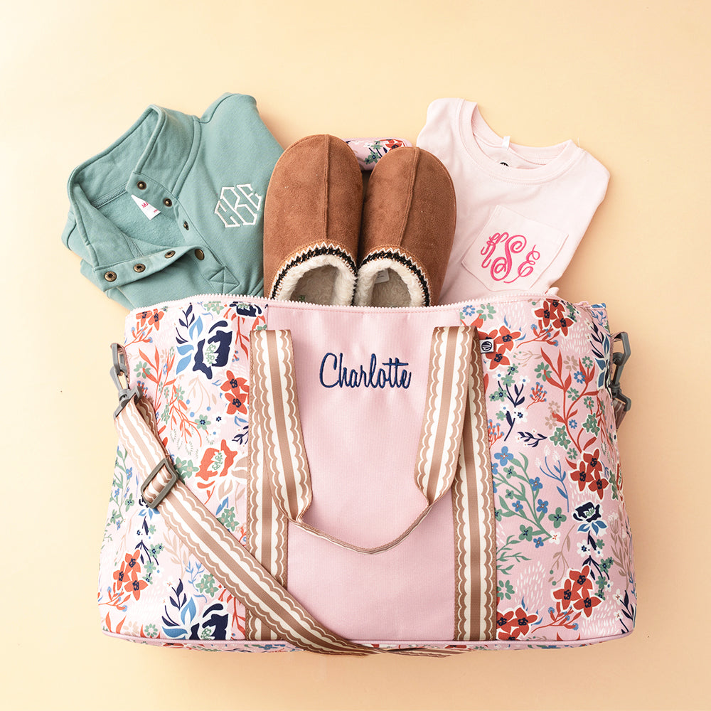 autumn whimsy weekend bag flatlay
