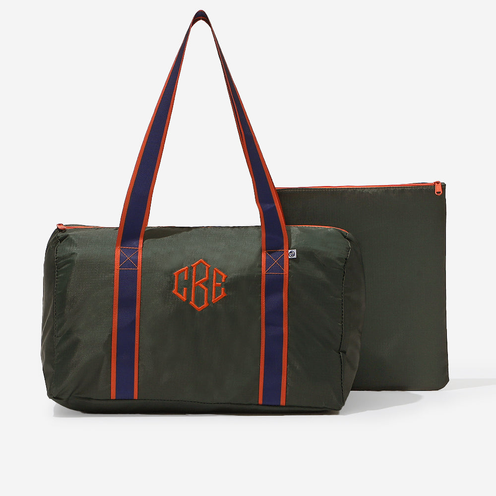 monogrammed kids activity bag in hunter green