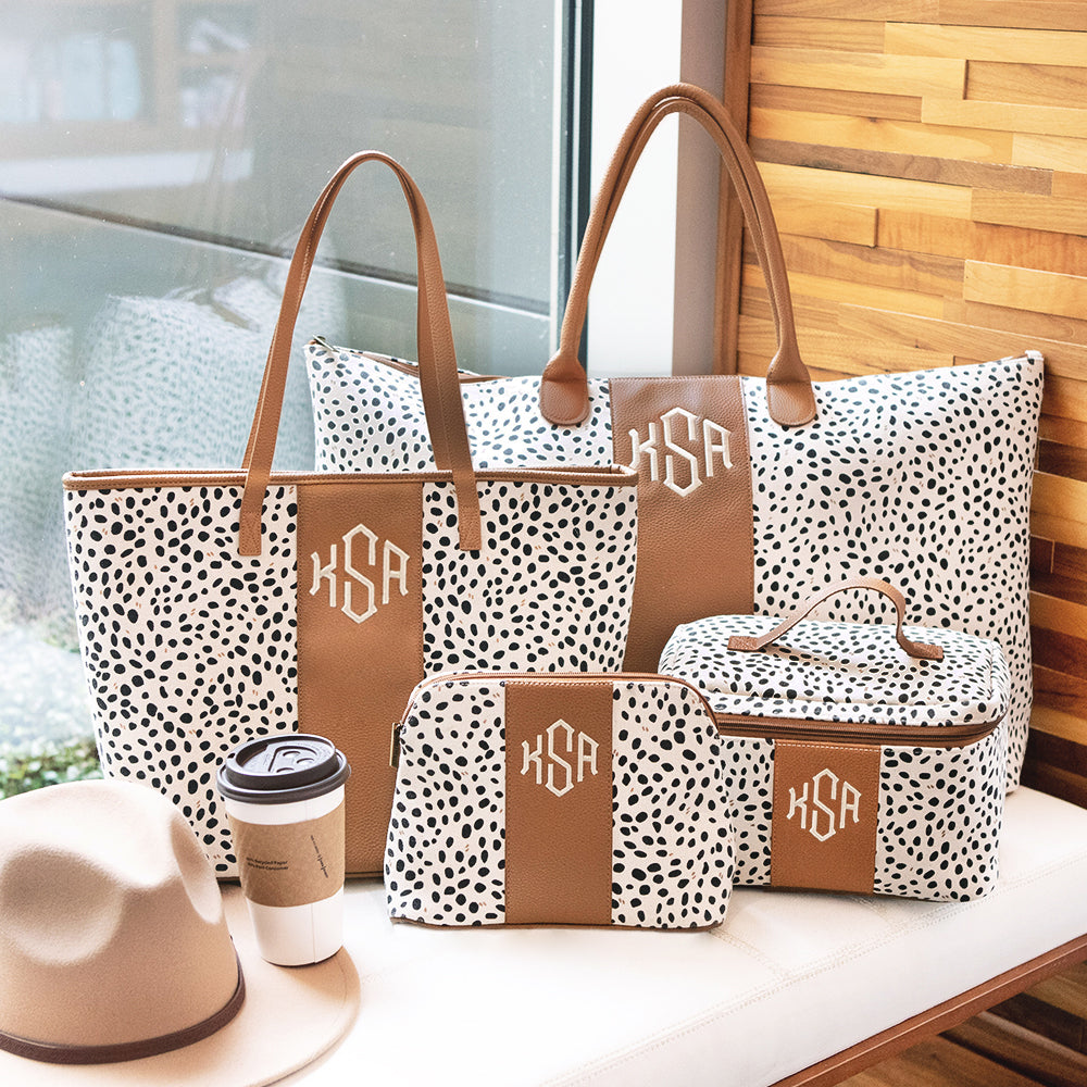 Monogrammed Spotted leopard Train Case with spotted collection