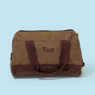 Personalized Kids Waxed Canvas Overnight Bag | Dark Brown