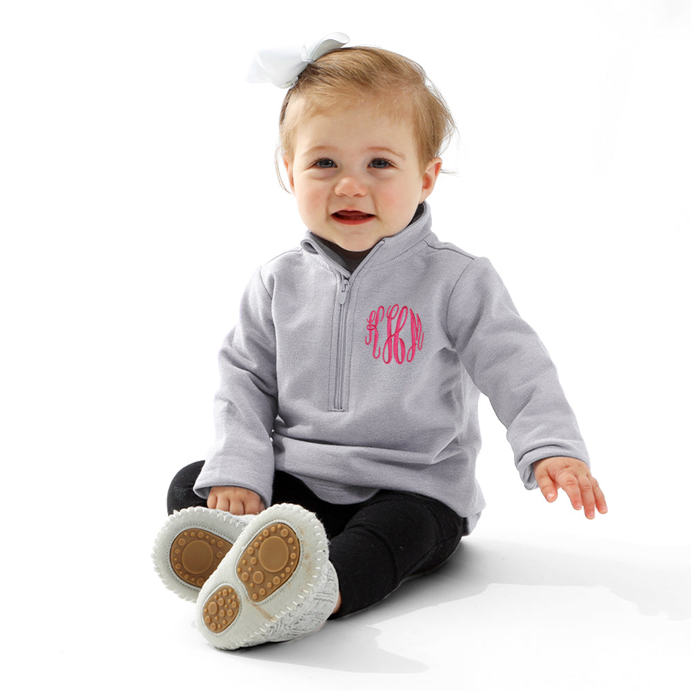 girls monogrammed grey pullover sweatshirt