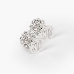 monogrammed stud earring set in silver