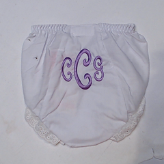 BLOOPER KIDS: Monogrammed White Eyelet Baby Bloomers