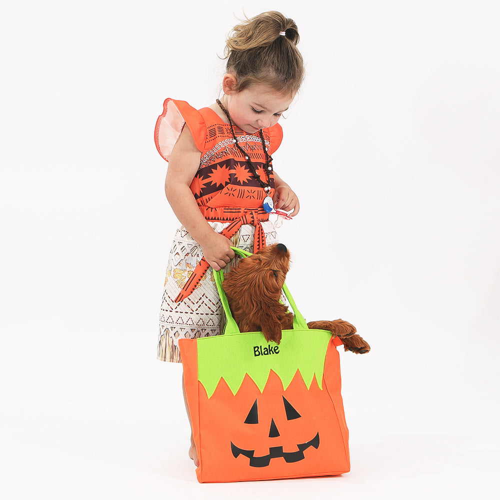 elle and ginger with pumpkin kids halloween bag 