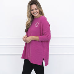 wearing fuchsia slouchy tee