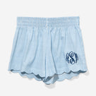 Monogrammed Scalloped Boxer Shorts | Navy Seersucker