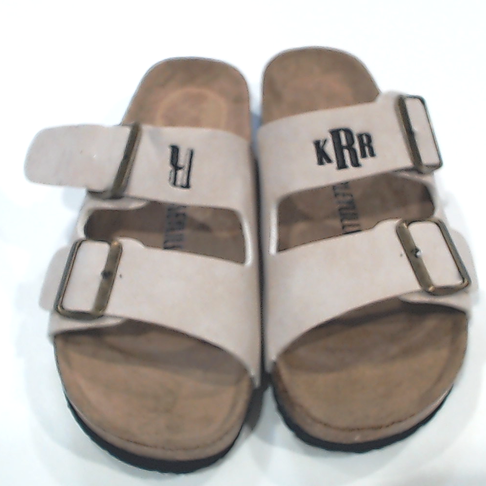 BLOOPER SHOES: Monogrammed Double Strap Sandals