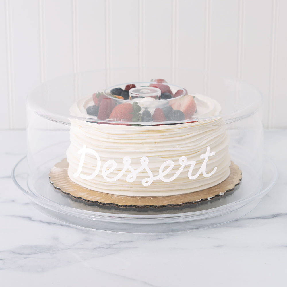 personalized cake tray with cover on marble