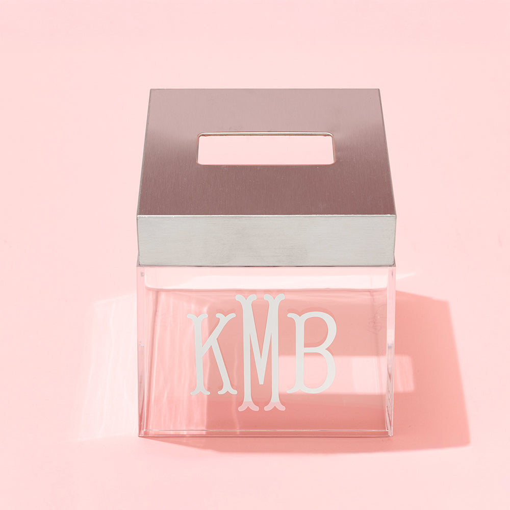 Personalized Acrylic Tissue Box Cover in Clear