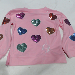 BLOOPER KIDS: Monogrammed Kids Sequin Hearts Sweatshirt