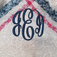 BLOOPER CLOTHING: Monogrammed Plaid Cowl Neck Poncho