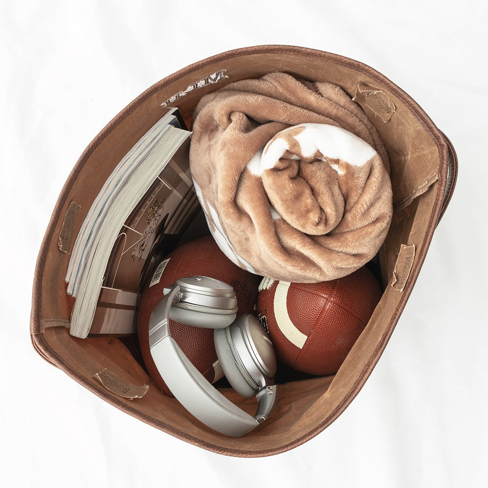 Monogrammed Waxed Canvas Storage Basket | Marleylilly