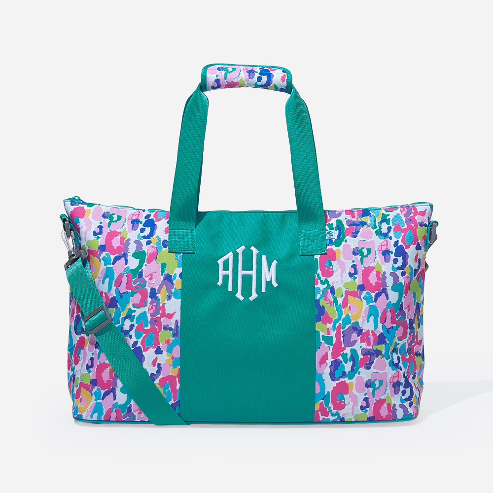 monogrammed kids weekend bag in watercolor cheetah 2026
