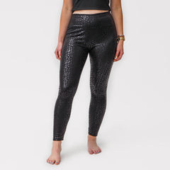 faux leather leggings in onyx leopard