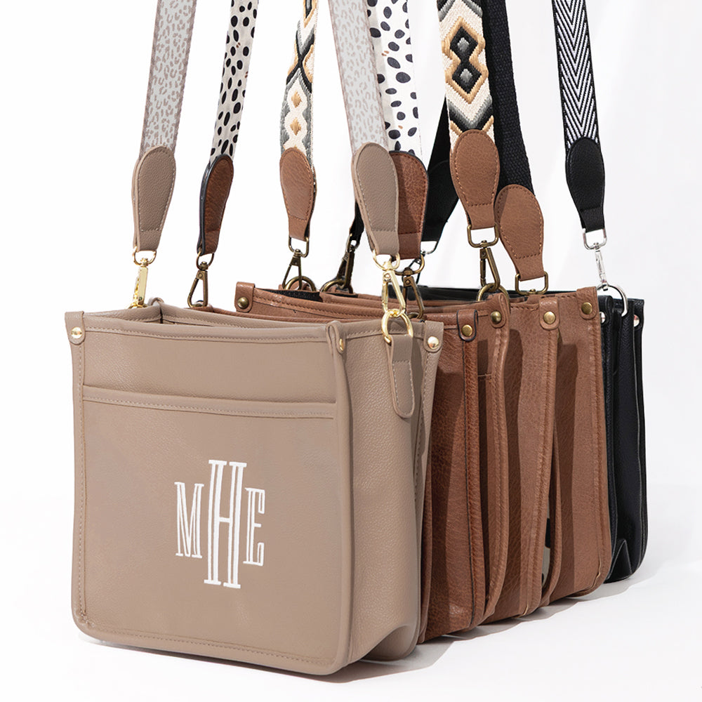 group shot of saddlebags with neutral leopard