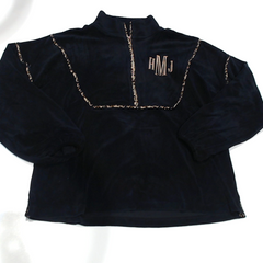 BLOOPER CLOTHING: Monogrammed Leopard Piped Pullover Sweatshirt