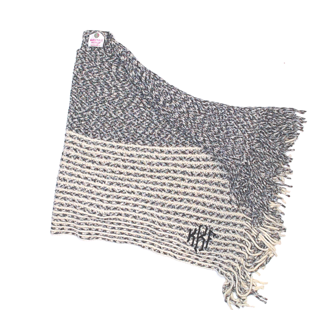 BLOOPER CLOTHING: Monogrammed Striped Chenille Poncho