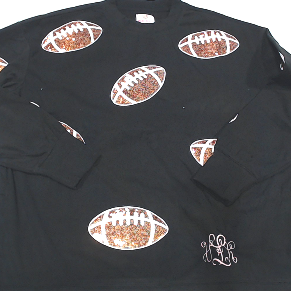 BLOOPER CLOTHING: Monogrammed Sequin Sports Sweatshirt