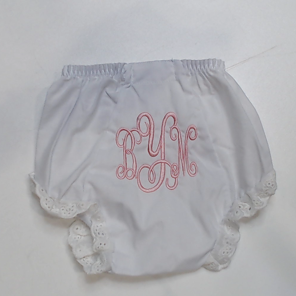 BLOOPER KIDS: Monogrammed White Eyelet Baby Bloomers