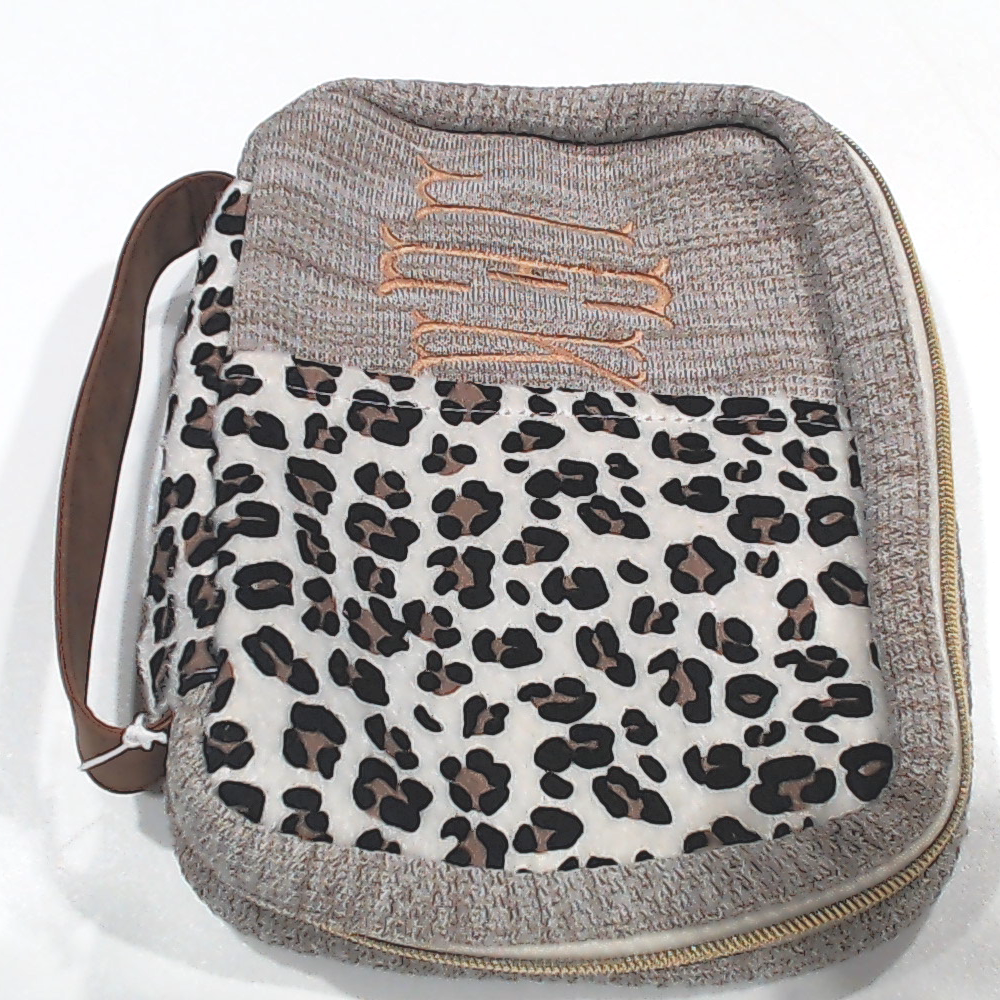 BLOOPER ACCESSORY: Monogrammed Leopard Bible Carrier