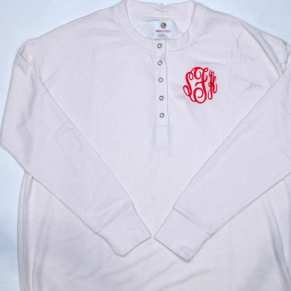 BLOOPER CLOTHING: Monogrammed Waffle Henley Tunic