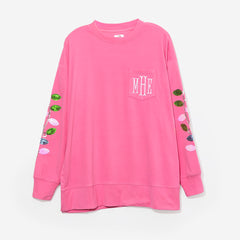 monogrammed christmas sweatshirt in hotpink