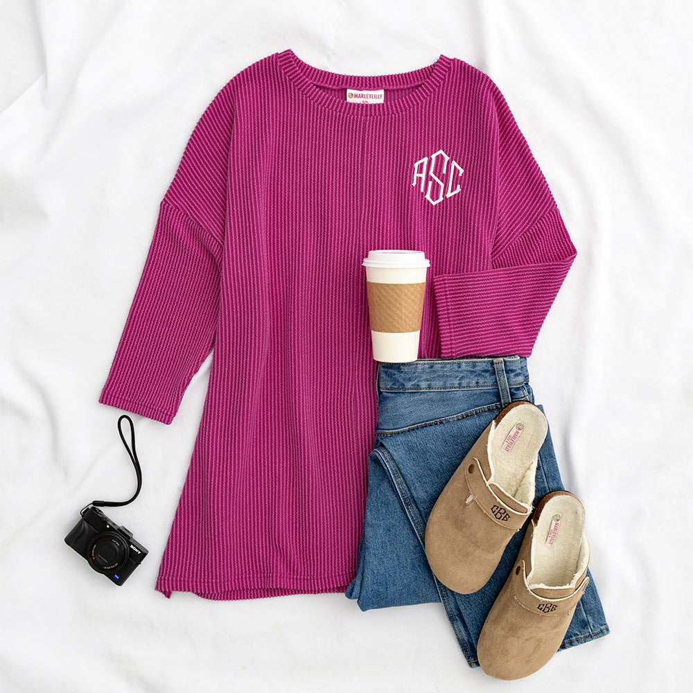 fuchsia slouchy tee flatlay