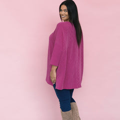 fuchsia slouchy tee from behind on julia ann