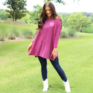 Monogrammed Slouchy Tee | Fuchsia